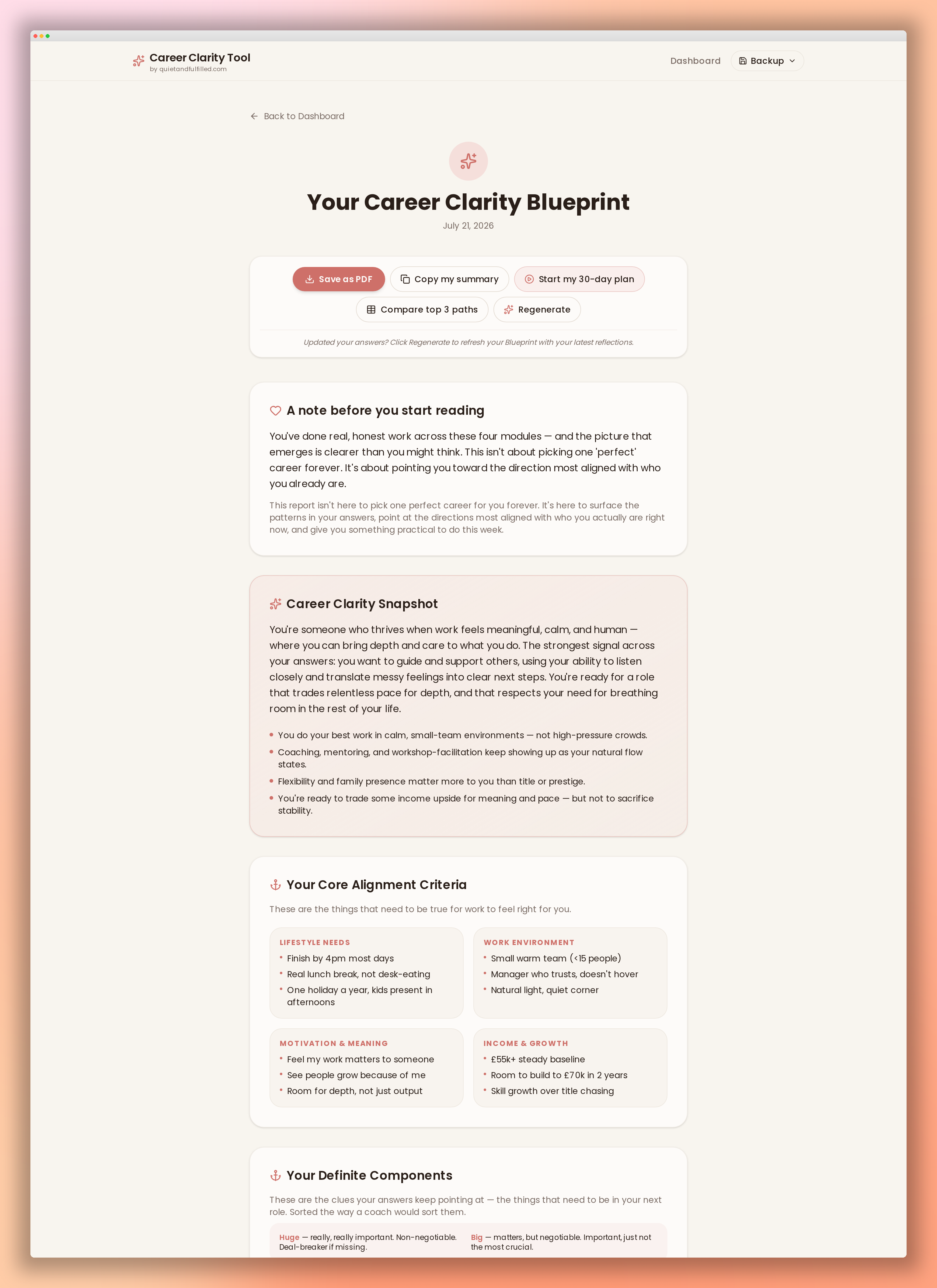 Your personalized Career Clarity Blueprint